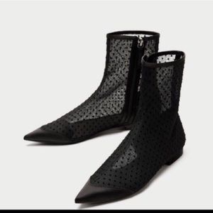 Zara polka dot mesh booties